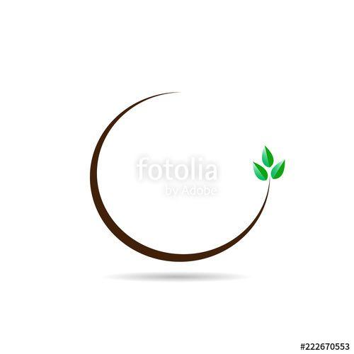 Three Green Leaves Logo - Flat Logo With A Picture Of A Semi Circular Branch With Three Green