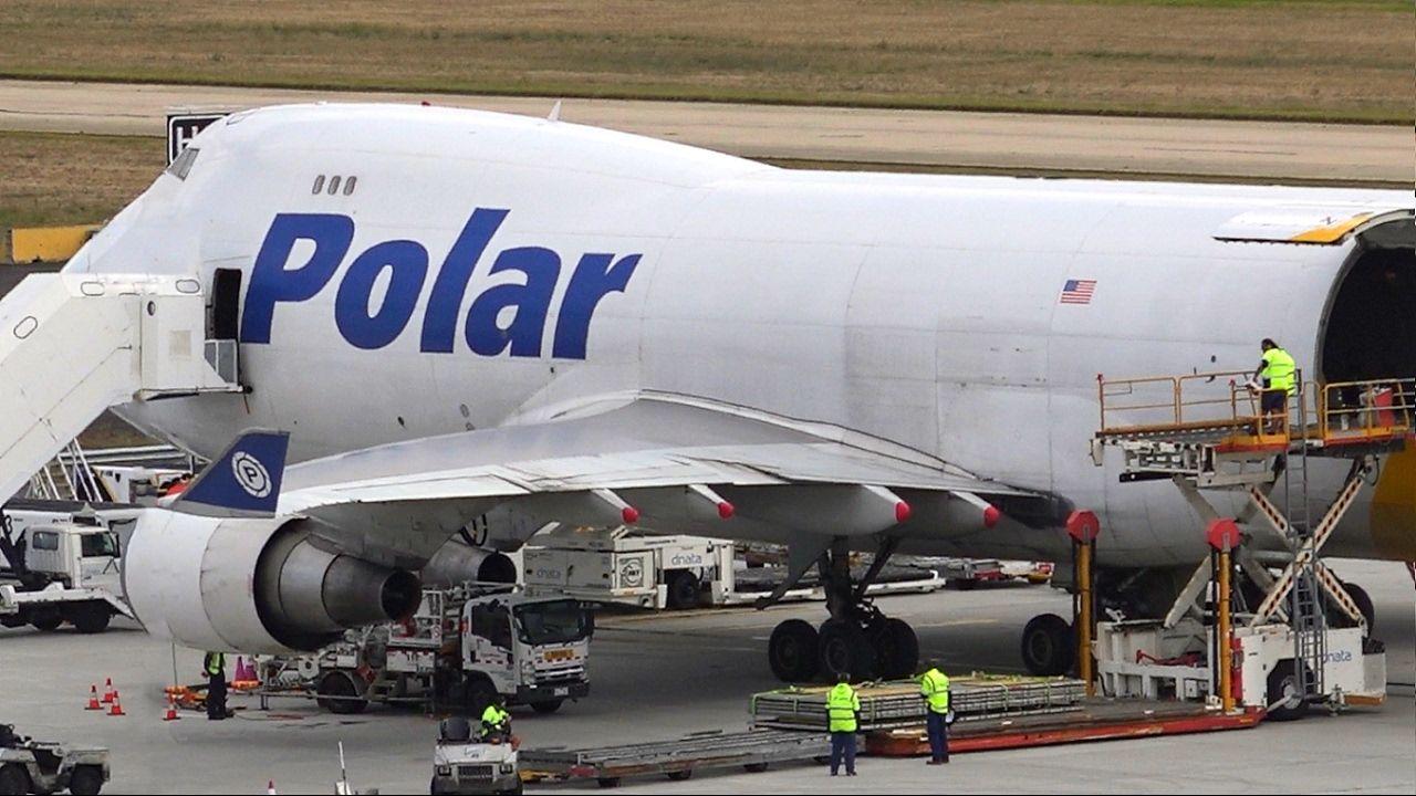 Polar Cargo Logo - RARE Polar Air Cargo 747 400F Landing & Takeoff. DHL Hybrid