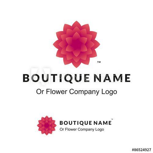 Pink Flower Company Logo - Beautiful Logo with Red Flower for Boutique or Beauty Salon or ...