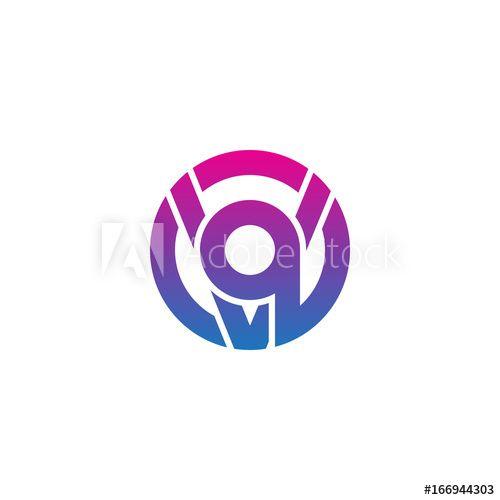 Purple Q Logo - Initial letter vq, qv, q inside v, linked line circle shape logo