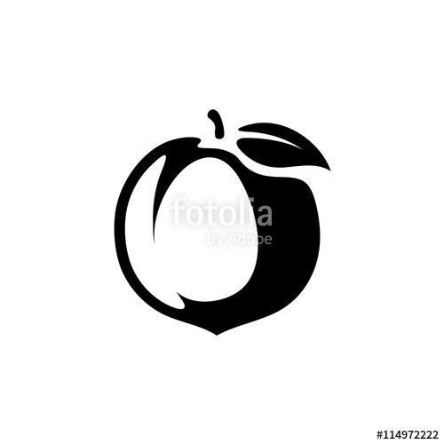Peach Vector Logo - Peach fruit silhouette monochrome black vector illustration Stock