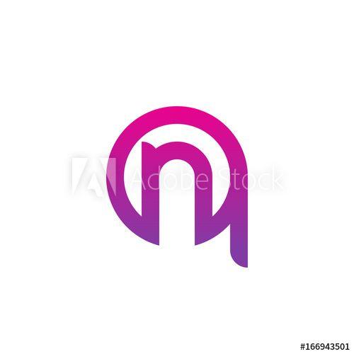 Purple Q Logo - Initial letter qn, nq, n inside q, linked line circle shape logo