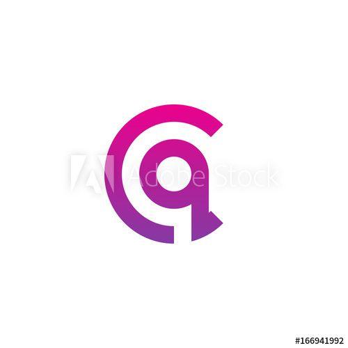 Purple Q Logo - Initial letter cq, qc, q inside c, linked line circle shape logo