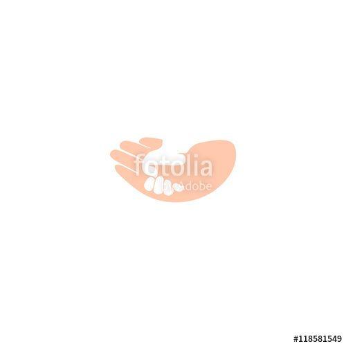 Peach Vector Logo - Isolated abstract hand in hand vector logo. Adult and child holding ...