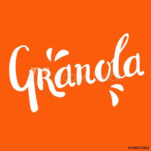 Peach Vector Logo - Granola lettering white vector logo design on orange background ...