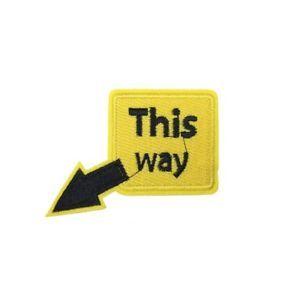 Yellow Way Logo - This Way Yellow Road Sign Iron On Patch Embroidered Street Applique ...