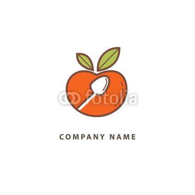 Peach Vector Logo - Abstract food logo icon vector design. Recipe, cooking, course, cafe ...