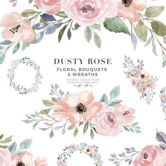 Floral Border Logo - Dusty Rose Floral Watercolor Wreath Clipart Floral Border | Etsy