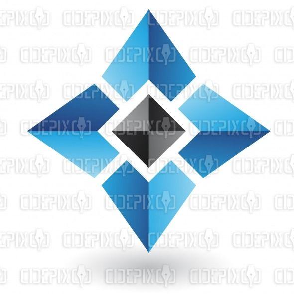 Big Square Logo - abstract small black square in big blue folded square logo icon ...