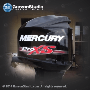 Mercury Pro XS Logo - 2013 Mercury 250 hp Optimax Pro XS decal set Red | JohnsonDecals.com