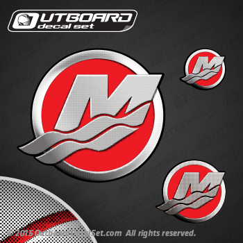 Mercury Pro XS Logo - 2013-2015 Mercury M Round logo decal set (3) Red
