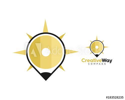 Yellow Way Logo - Point Way Yellow Pencil Navigator Compass Logo this stock