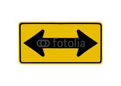 Yellow Way Logo - black and yellow road sign designating two way traffic isolated