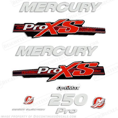 Pro XS Logo - Mercury 250hp ProXS 2013+ Style Decals - Red/Silver