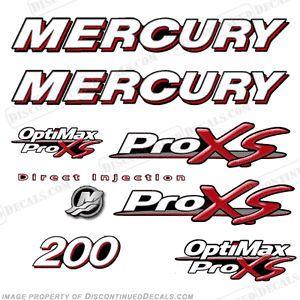 Mercury Pro XS Logo - Mercury 200hp Optimax ProXs Outboard Engine Decals Pro XS ...
