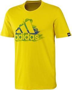 Yellow Way Logo - New Adidas Graphic Logo Mens Climalite Cotton Crew T Shirt Top