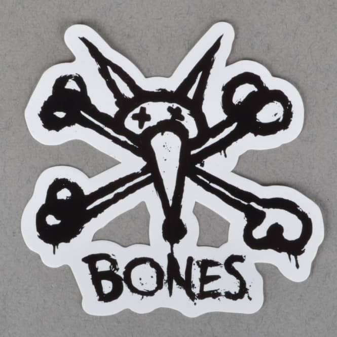 Bones Skate Logo - Bones Wheels Vato Stacked Skateboard Sticker - White - ACCESSORIES ...