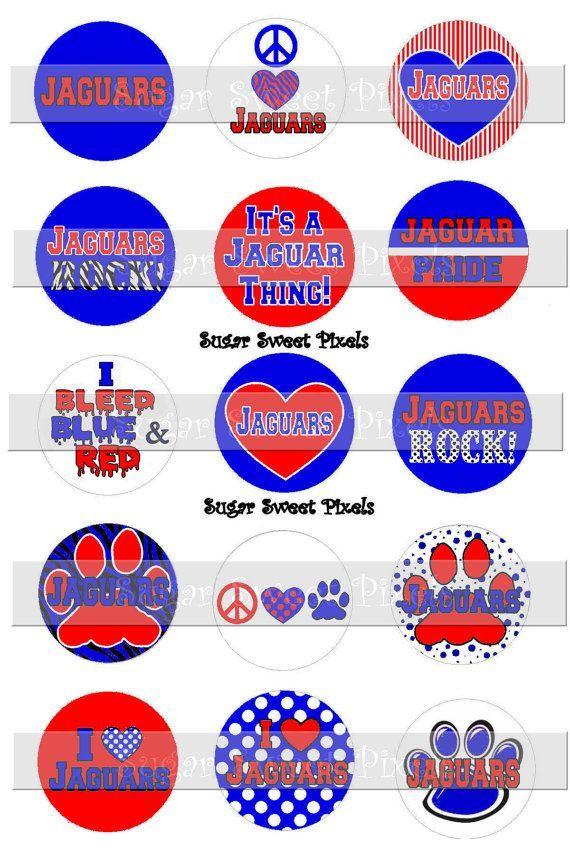 Orange Blue Red Circle Logo - INSTANT DOWNLOAD Blue Red Jaguars School Mascot 1 inch circle ...
