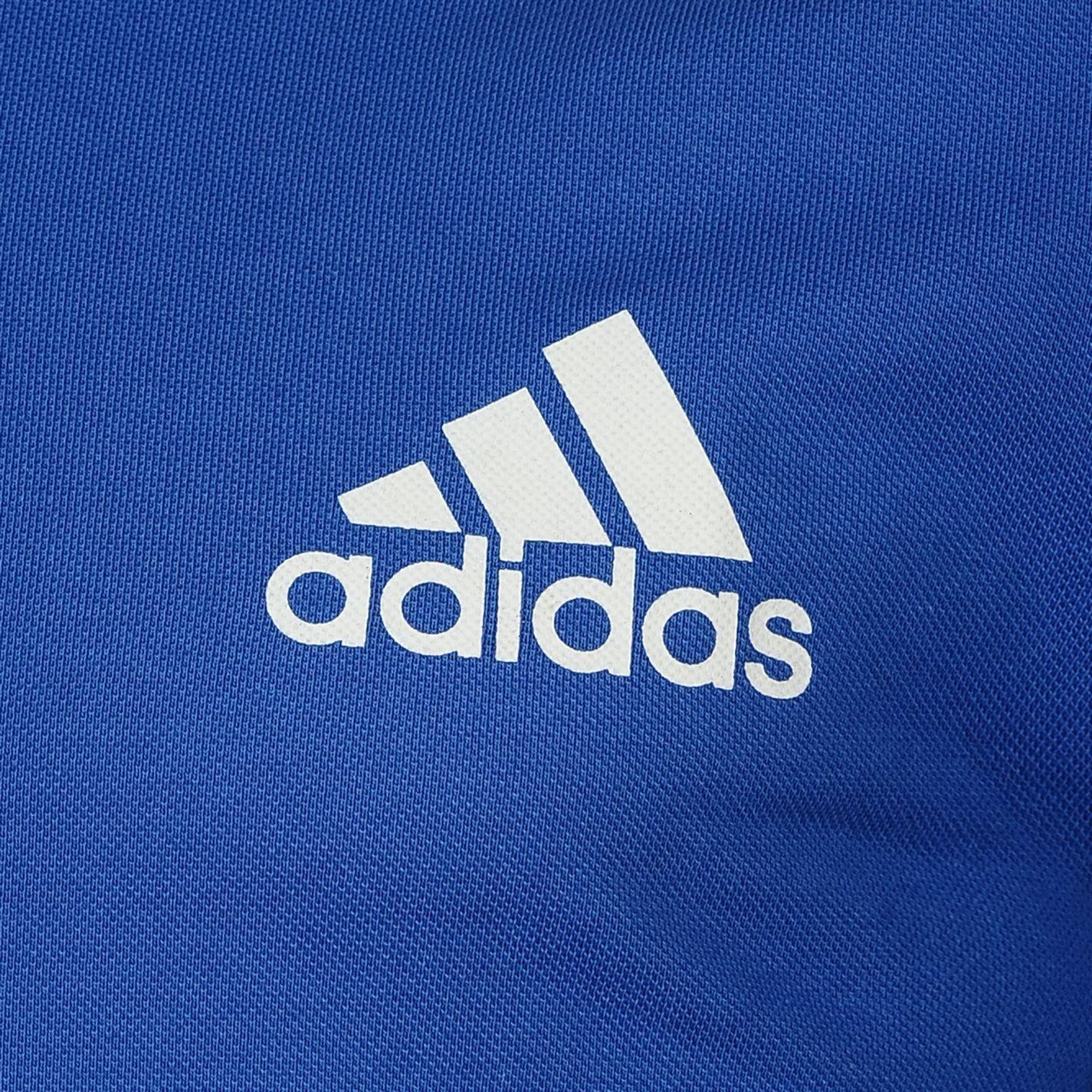 Blue and White Adidas Logo - Adidas 3 Stripes Logo Polo Shirt Mens Blue White Collared T Shirt