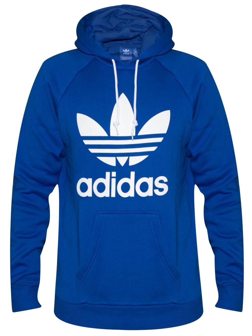 Blue and White Adidas Logo - Adidas Originals Royal Blue & White Hooded Sweatshirt