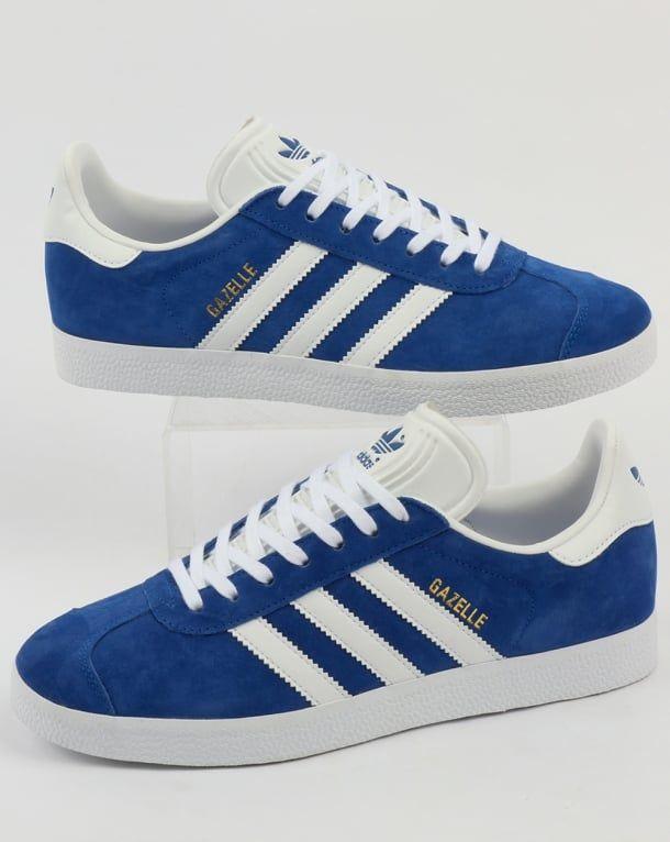 Blue and White Adidas Logo - Adidas Gazelle Trainers Royal Blue White, Originals, Classics At 80s