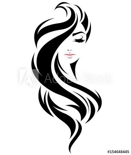 Woman Face Logo - women long hair style icon, logo women face on white background ...
