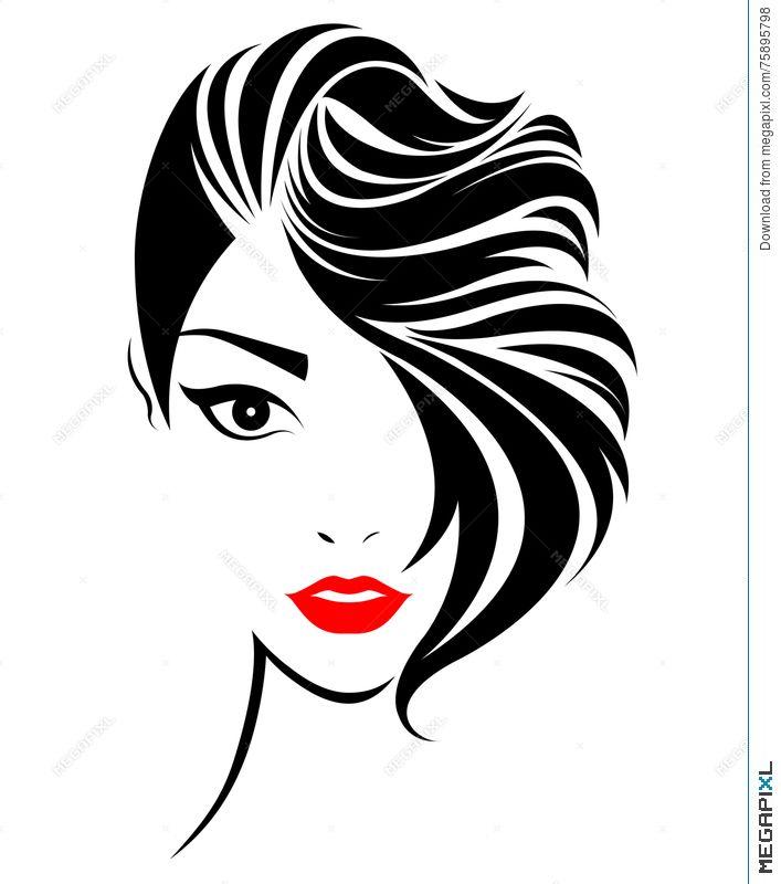 Woman Face Logo - Women Short Hair Style Icon, Logo Women Face Illustration 75895798 ...
