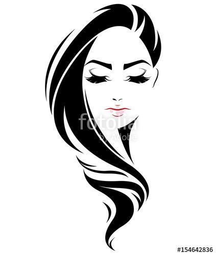 Girl Face Logo - women long hair style icon, logo women face on white background ...