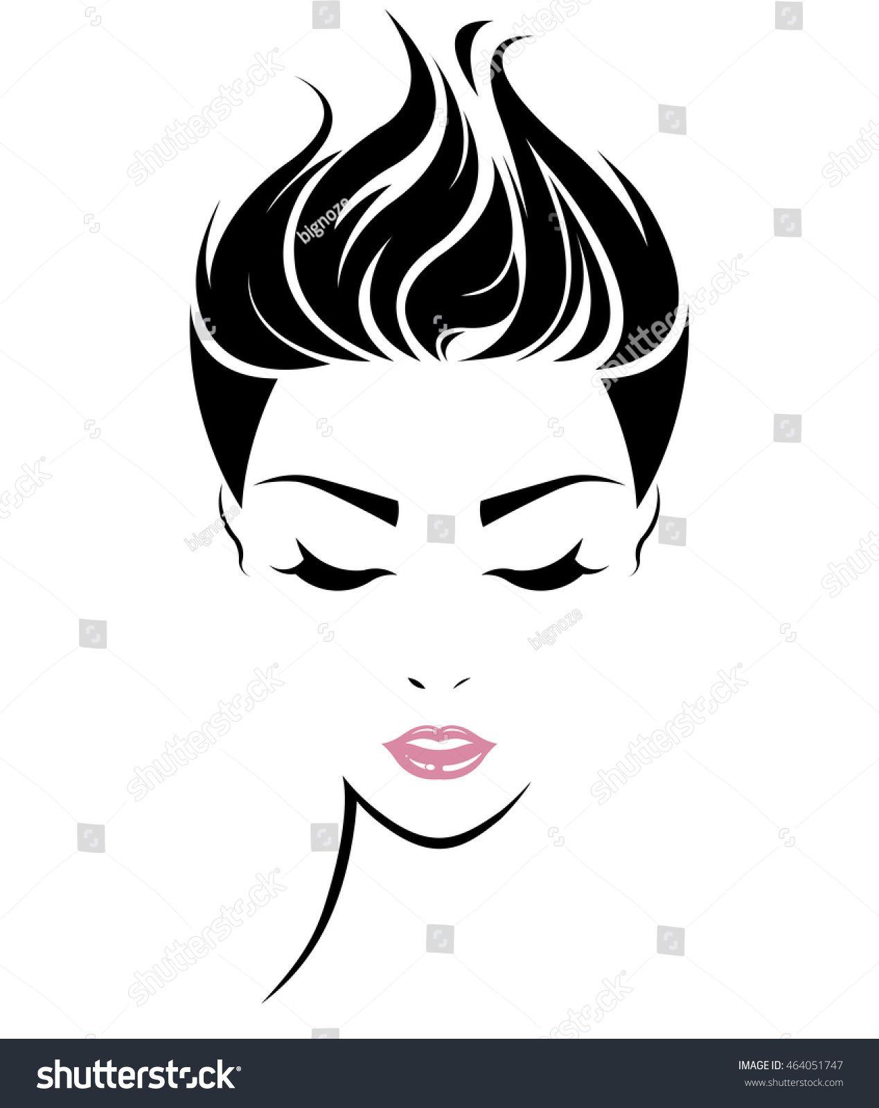 Woman Face Logo - illustration of women short hair style icon, logo women face on ...