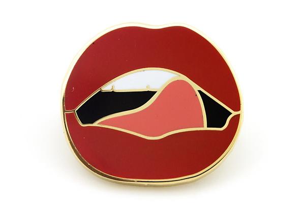 Hot Red Lips and Tongue Logo - Red Lips with Tongue Pin