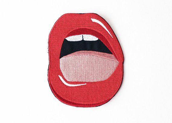 Hot Red Lips and Tongue Logo - Mia Lips Patch Iron On Embroidered Applique Lips Pill Drugs Fashion ...