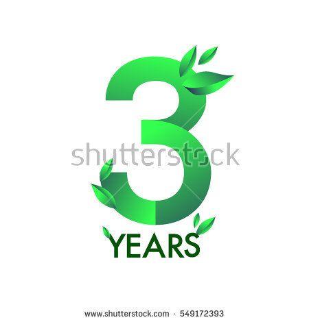 Three Colored Leaves Logo - three years anniversary celebration logotype with leaf and green ...