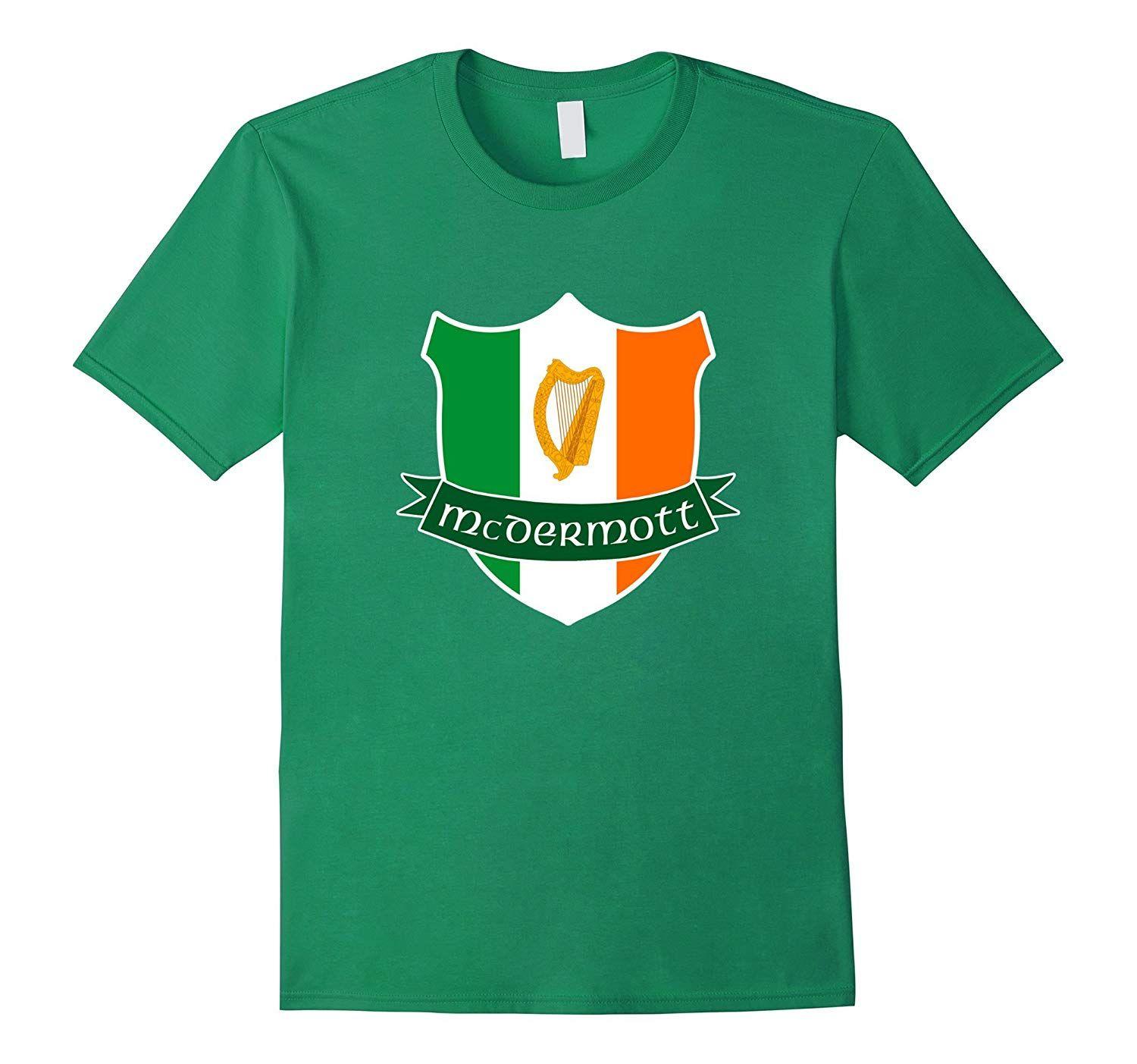 Harp Flag Logo - McDermott T Shirt Family Name Irish Flag Harp Crest-4LVS – 4loveshirt