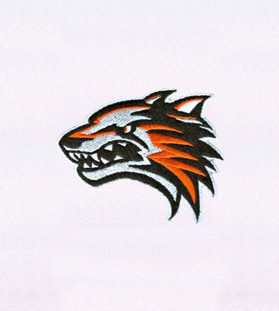 Savage Wolf Logo - Orange Savage Wolf Embroidery Design 4x4 Hoop Embroidery