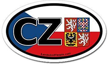 Chezh Republic Car Logo - Czech Republic CZ Flag Car Bumper Sticker Decal Oval