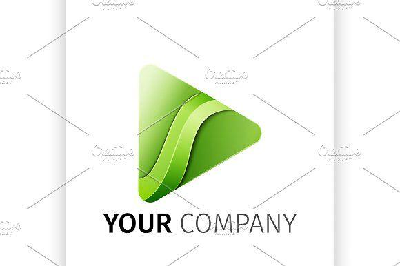 Companies with Triangle Green Logo - Green triangle Logo design ribbon ~ Illustrations ~ Creative Market