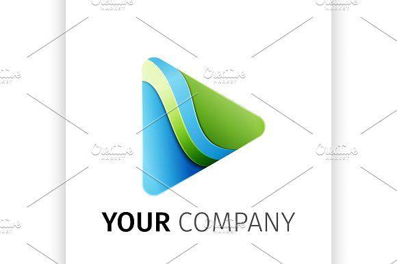 Green Triangle Company Logo - Blue green triangle Logo design Illustrations Creative Market