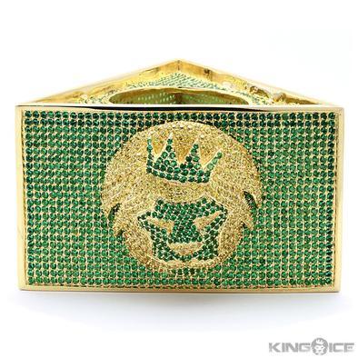 Green Triangle Company Logo - Lion Gold Emerald Green Triangle Custom Mic Flag | Hip Hop ...