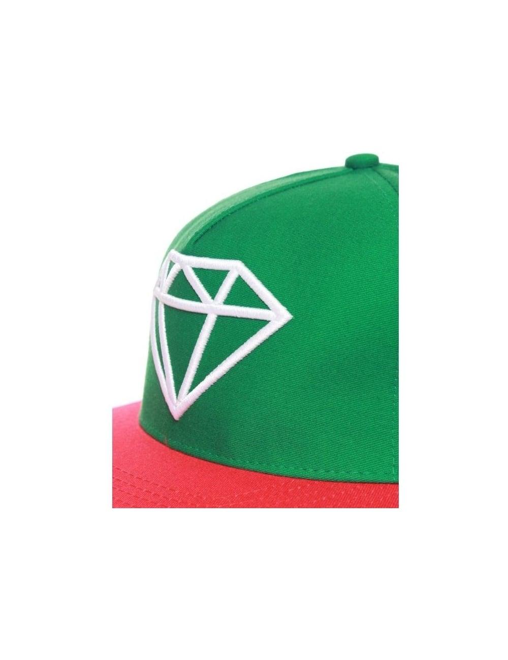 Green and White Diamond Logo - Diamond Supply Co Rock Snapback Hat White Supply