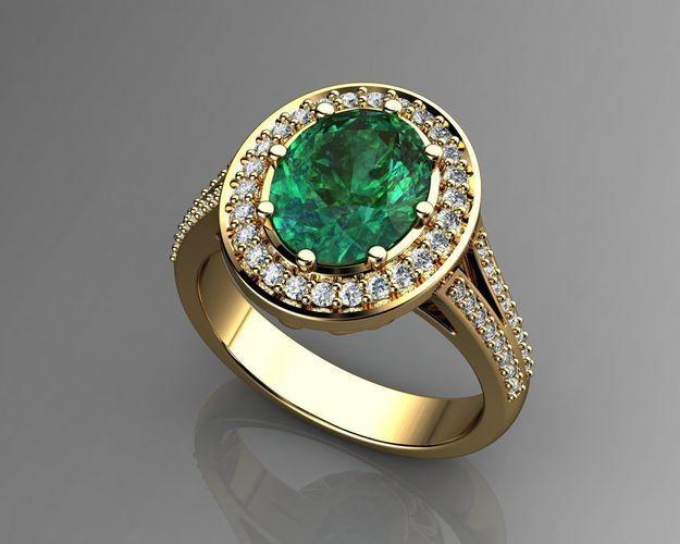 Green and White Diamond Logo - White Diamond Green Emerald Ring 3D print model | CGTrader