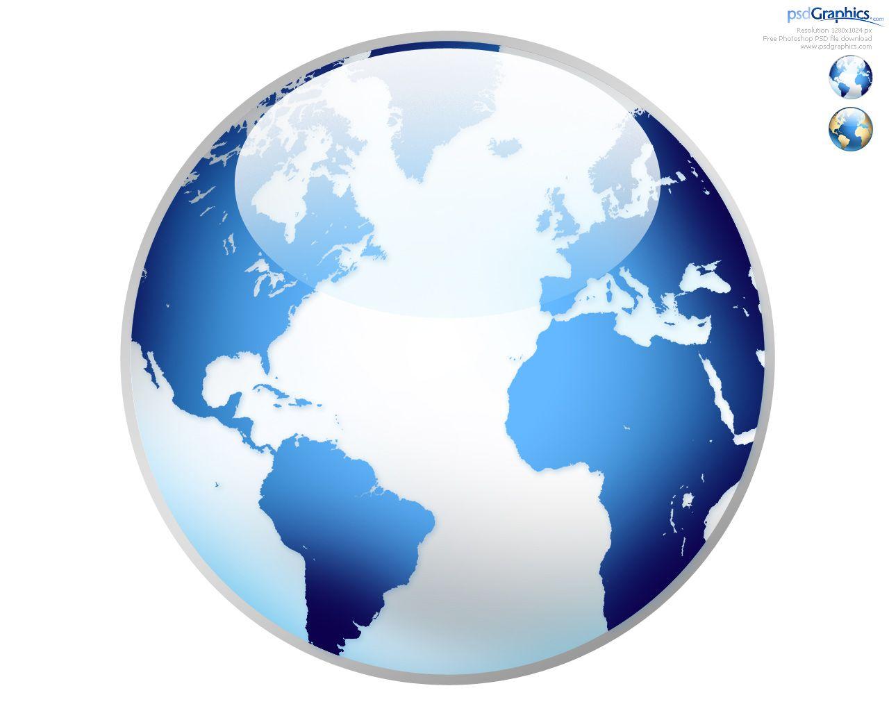 3D World Globe Logo - Photoshop world globe icon | PSDGraphics