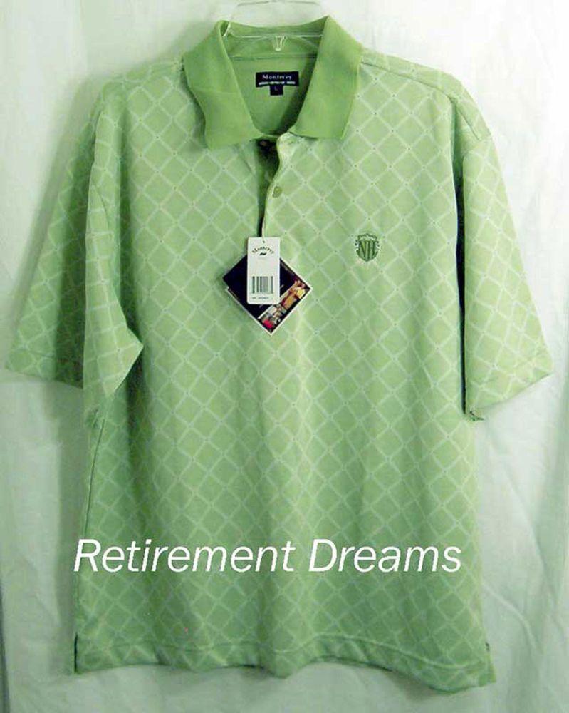 Green and White Diamond Logo - MONTEREY CLUB Mens Polo Shirt L NEW Green White Diamond NH Logo ...