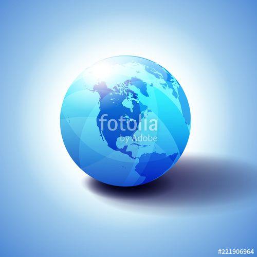 Shiny Globe Logo - America Background with Globe Icon 3D illustration, Glossy, Shiny