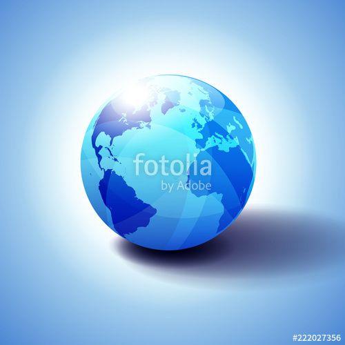Shiny Globe Logo - Europe, America, Africa Background with Globe Icon 3D illustration