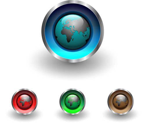 Shiny Globe Logo - Shiny Globe Buttons 2 vector free download