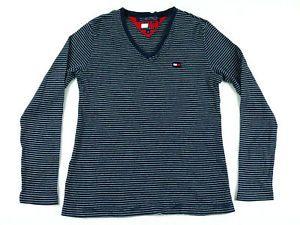 Striped M Logo - Vintage Tommy Hilfiger Sweater Women's Logo 90's Ribbed Blue Cotton ...