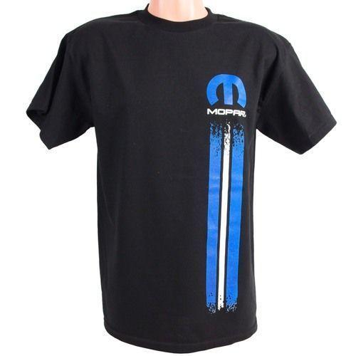 White and Blue Striped M Logo - Mopar T-Shirt with a Mopar Omega M logo on the front left chest. A ...