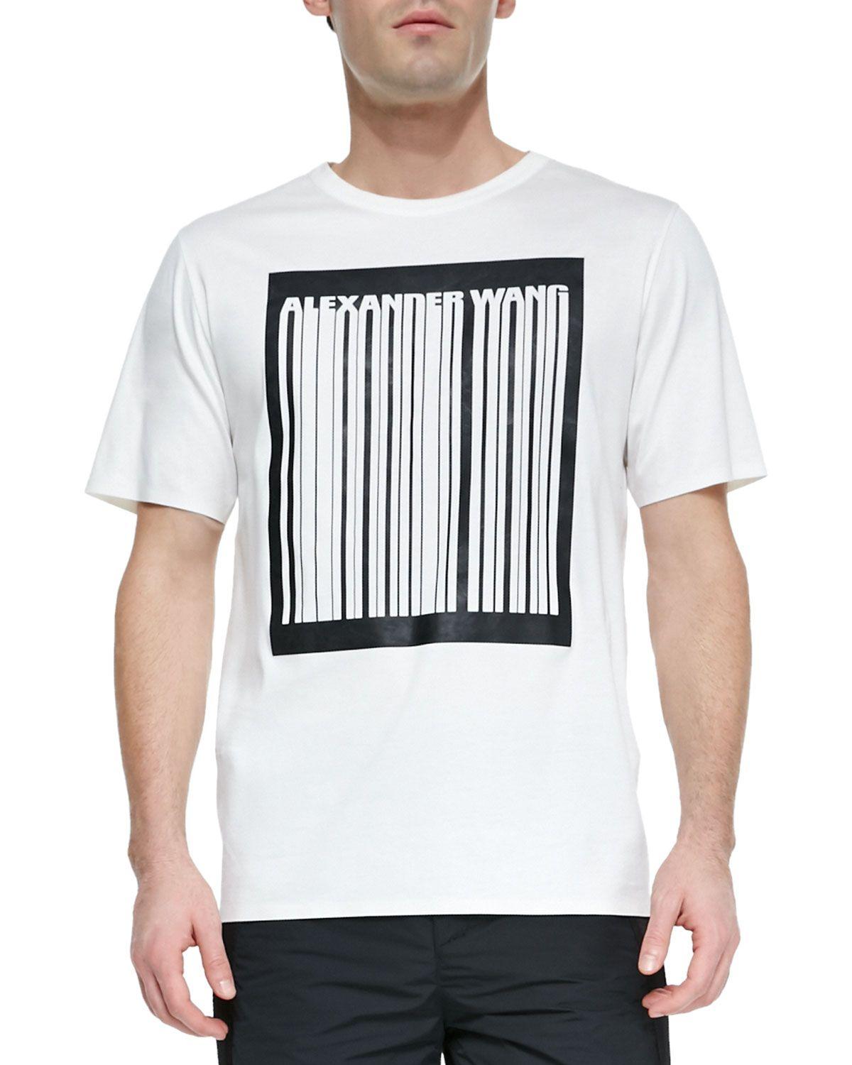Alexander Wang Logo - Lyst Wang Bonded Barcode Logo Tee Shirt in White