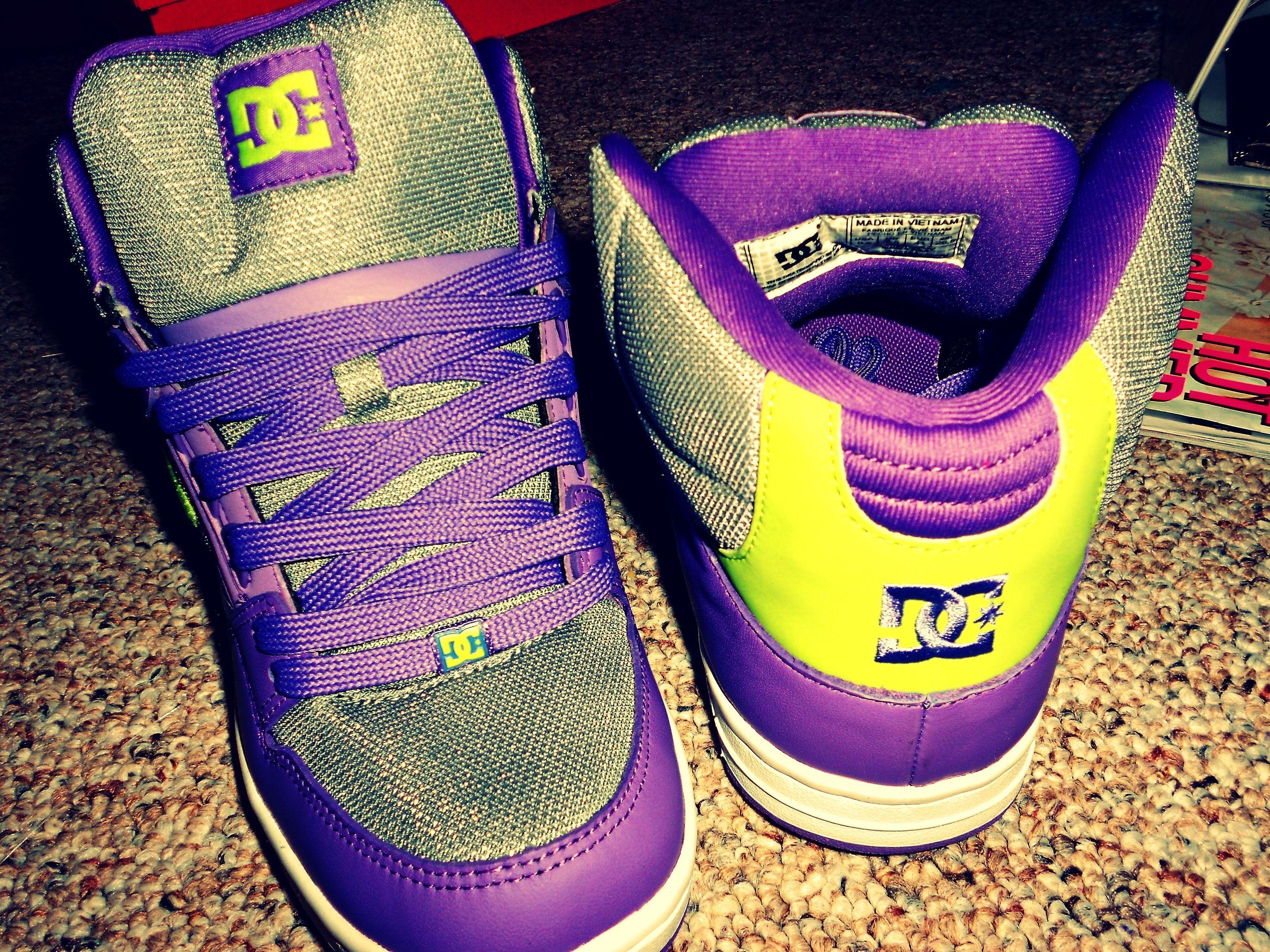 Purple and Green DC Logo - Purple and Lime Green DC High Tops!!!. Clothing For Your Feet