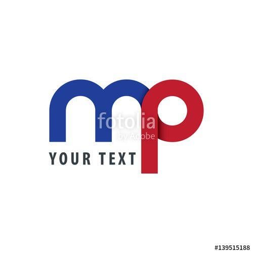 Red MP Arch Logo - Initial Letter MP Rounded Lowercase Logo Stock image and royalty
